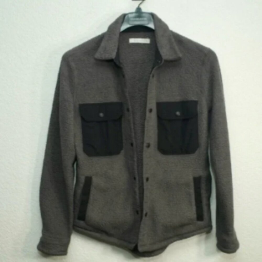 Outerknown Skyline Fleece Sherpa Hiking Outdoor Pockets Shirt Jacket Gray Mens S